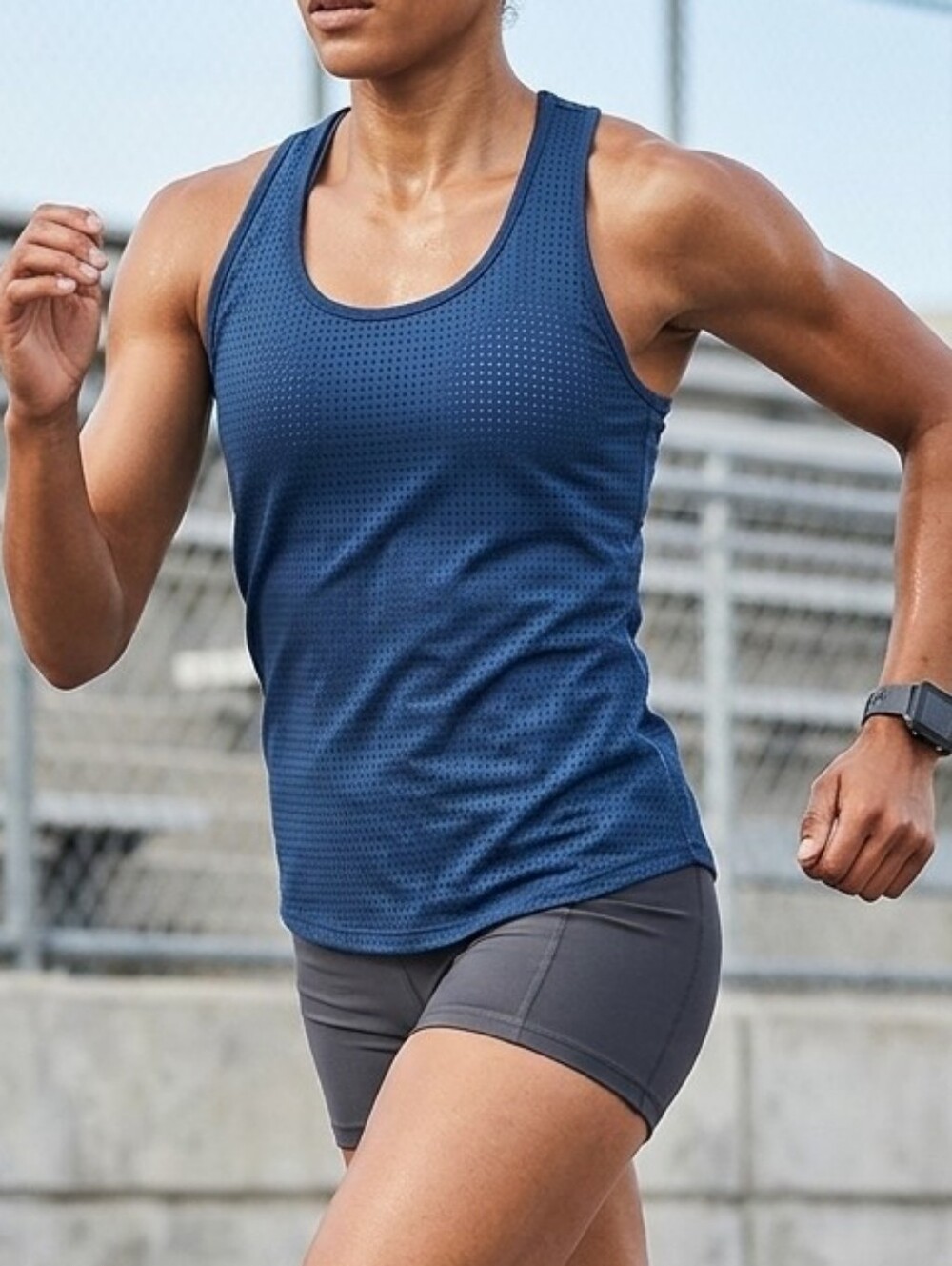 Macy's Blue Perforated Athletic Tank Top - Large